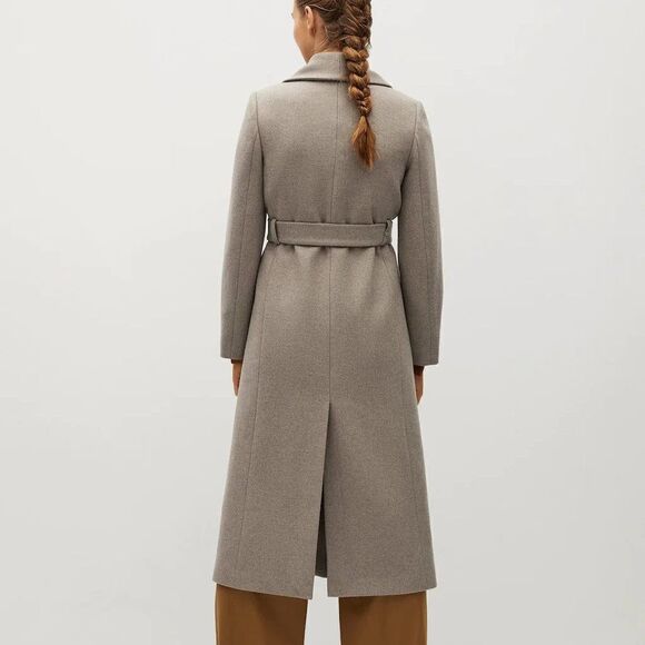 Mango 53% Wool Blend Coat Removable Collar - Picture 6 of 7